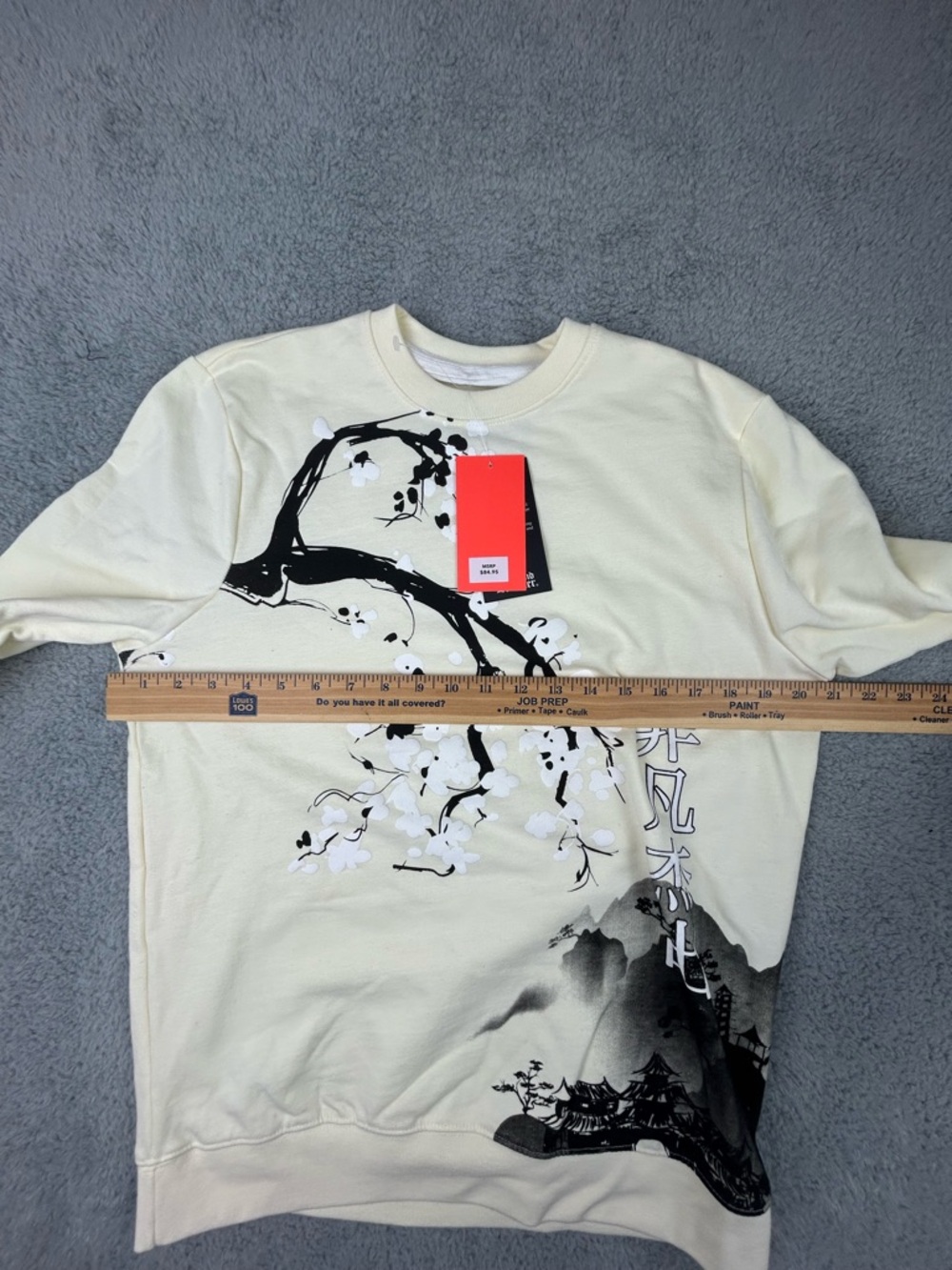BLIND ROOSTER Small Asian Graphic Mountain Village Tree Soft Sweatshirt NWT - Picture 6 of 9